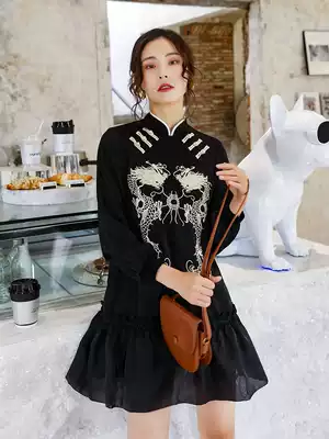 Cheongsam young girl 2021 spring new small country tide Chinese style retro women's improved dress