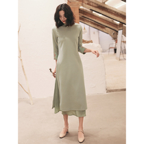 Improved version of cheongsam 2019 autumn and winter New retro temperament long dress Chinese style dignified elegance