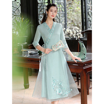 Hanfu female summer improved Tang suit Chinese style womens Zen clothing female ancient style Slim retro dress 2021 New