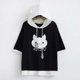 Летняя милая футболка с капюшоном для школьников, подходит для подростков, 13 лет, для средней школы, оверсайз, короткий рукав