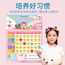 Zongmao primary school student self-discipline table Wall sticker Magnetic childrens growth week plan table Good habits develop household punch-in artifact Learning schedule target reward record table Life children