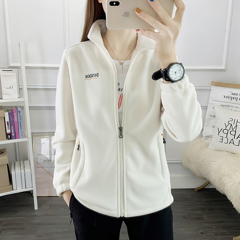 Outdoor Sports Fleece Jacket for Women, Warm and Breathable Mountaineering Jacket, Fleece Lining, Cardigan for Spring and Autumn