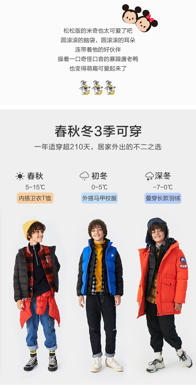 巴拉巴拉 米老鼠联名款 儿童印花短款连帽羽绒服 90%含绒量 图3
