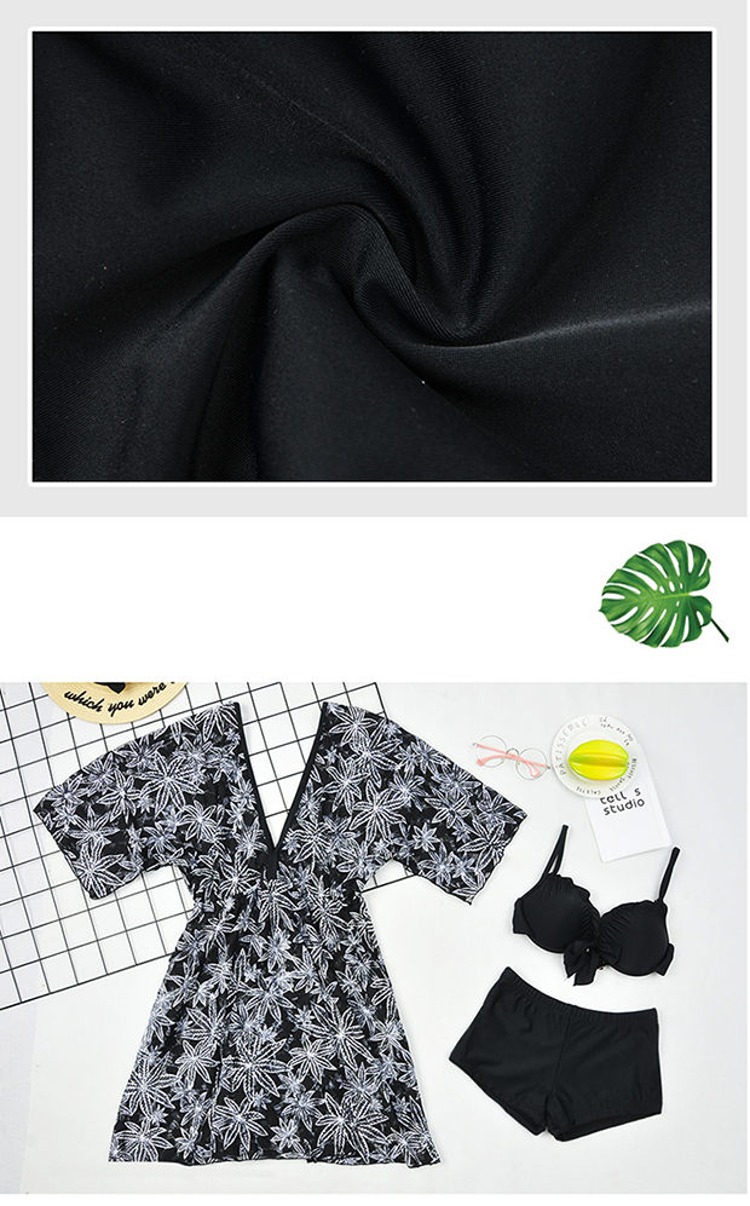 CORTUBO Boxer Bikini Bath Spa Đồ bơi nữ Ba mảnh bọc bụng bằng thép hỗ trợ Ngực Pad Thu thập Backless - Bikinis ao tam dep