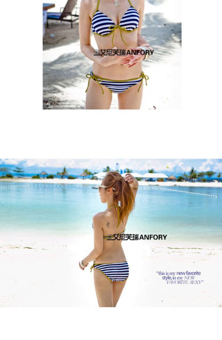 CORTUBO Phiên bản Hàn Quốc của tấm thép tập hợp bộ bikini sọc 3 mảnh denim boyshort size áo tắm nữ - Bikinis áo choàng tắm biển