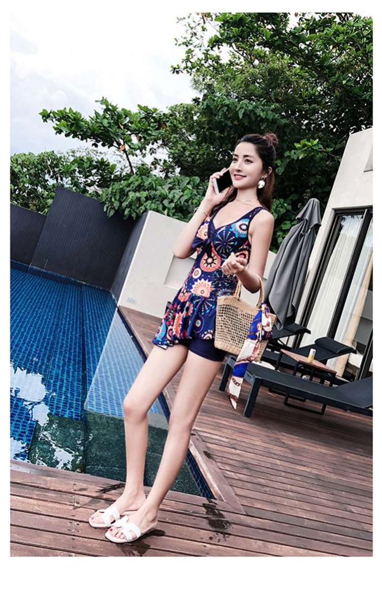 CORTUBO áo tắm nhỏ ngực nữ thép hỗ trợ thu thập bảo thủ váy mỏng một mảnh kiểu áo tắm mỏng che bụng nóng mùa xuân - Bộ đồ bơi One Piece áo bơi 1 mảnh