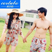 CORTUBO ánh sáng sang trọng tùy chỉnh cặp vợ chồng mới bơi nữ bikini ngực nhỏ tập hợp quần boxer che bụng áo - Vài đồ bơi 	đồ đôi đi biển chụp hình cưới	