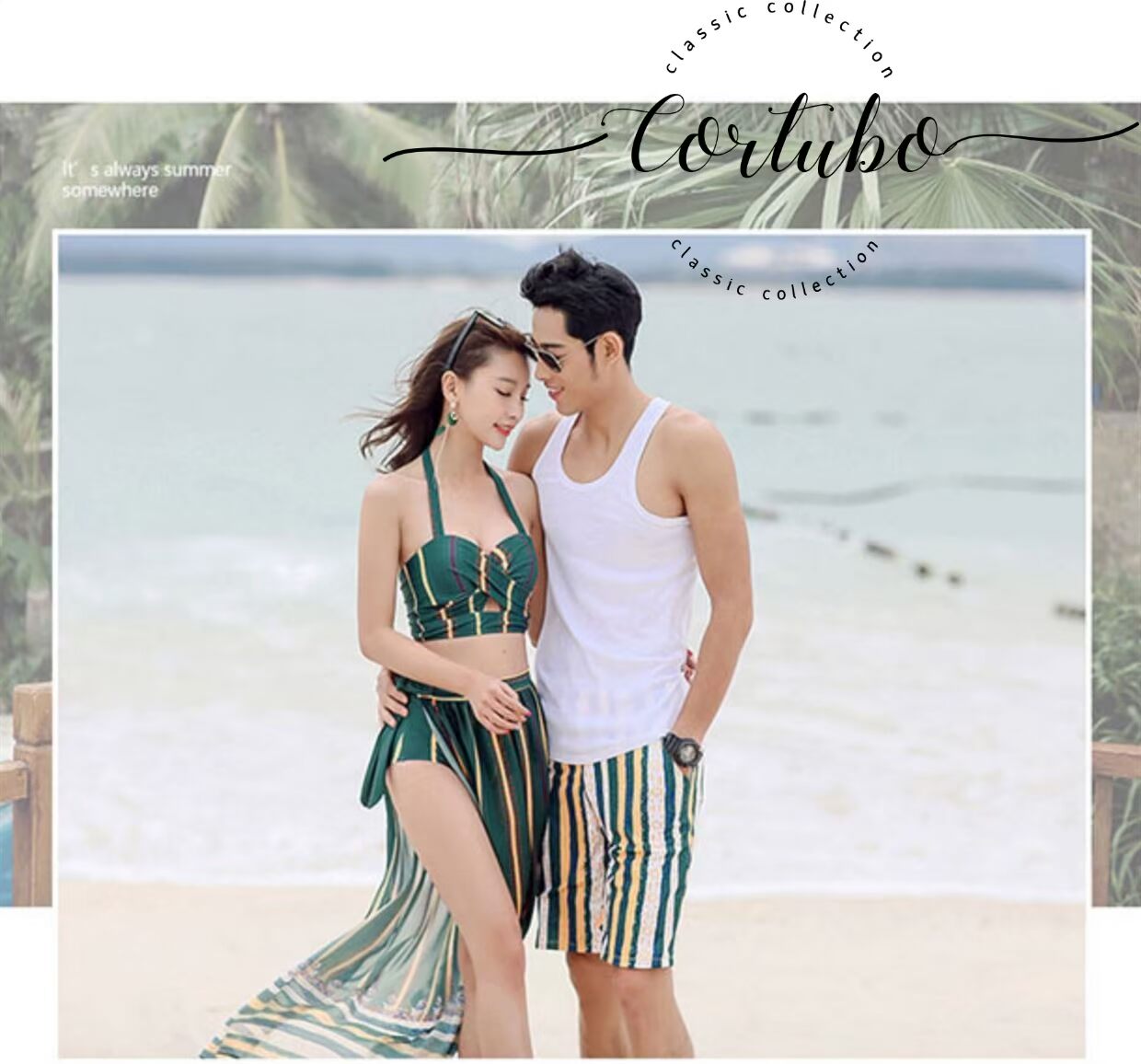 Bộ đồ bơi đôi CORTUBO 2018 mẫu Hàn Quốc mới đôi mẫu đi biển gợi cảm đi biển đi biển hơn - Vài đồ bơi đồ đi biển cho cặp đôi