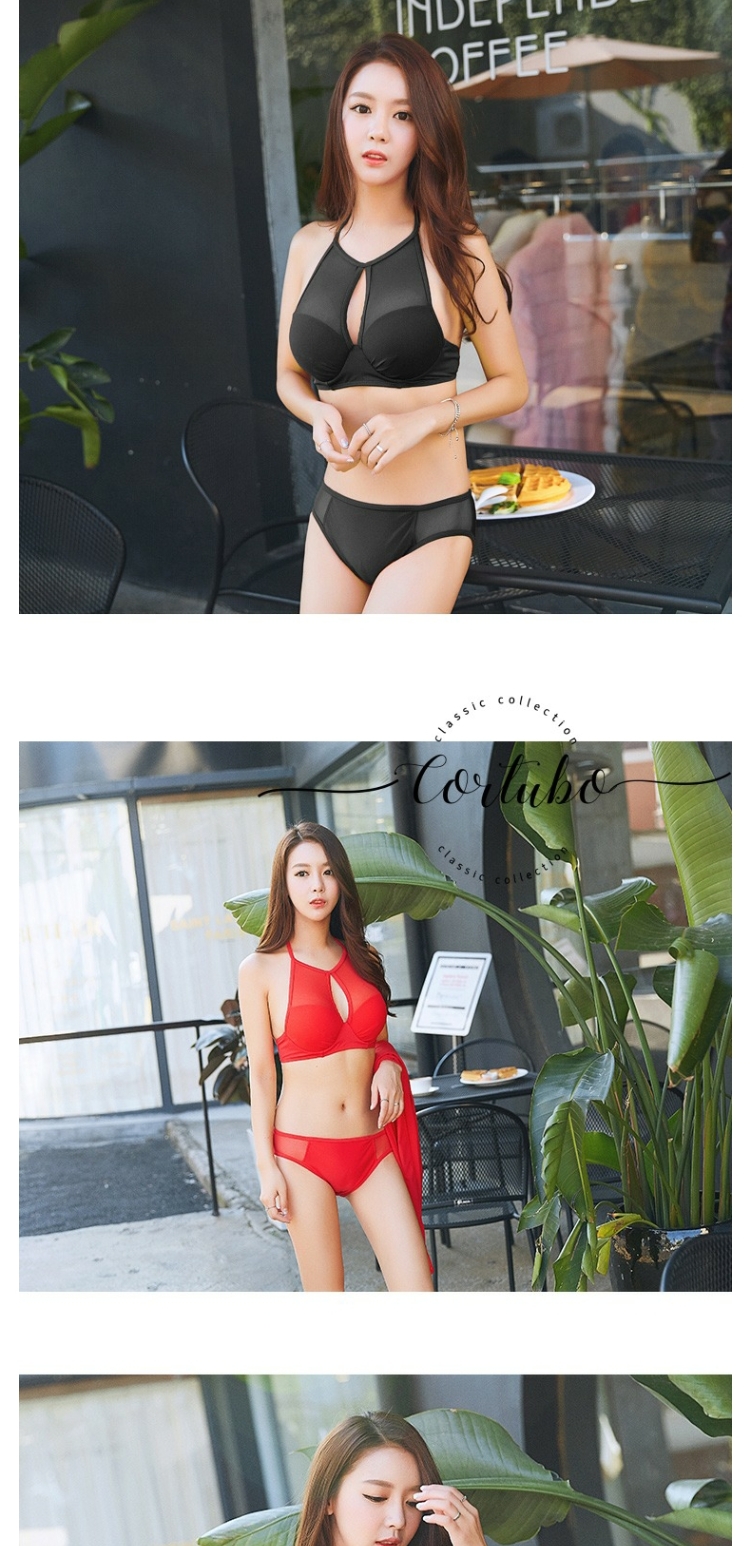 CORTUBO Hàn Quốc bikini đen lưới mỏng gợi cảm bikini chia áo tắm nữ ngực nhỏ thép hỗ trợ - Bikinis đồ bơi bikini