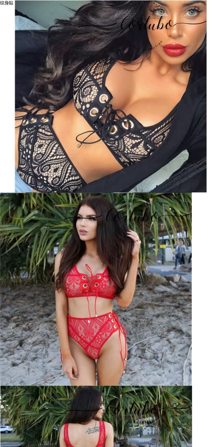 CORTUBO2018 Châu Âu và Hoa Kỳ mùa hè phụ nữ bikini openwork đồ lót ren bãi biển gợi cảm hai mảnh - Bikinis ao tam xuan thu