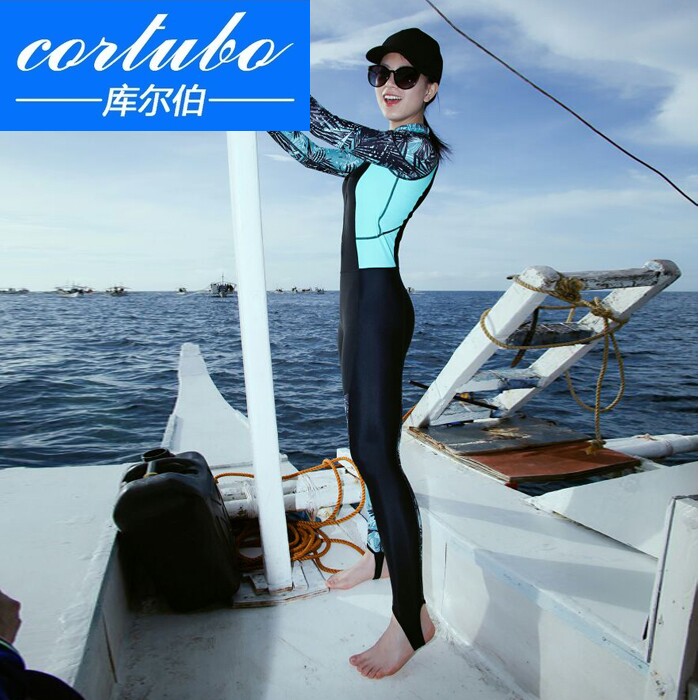 Korean zipper wetsuit female jumpsuit large size thin long sleeve trousers sunscreen swimsuit female snorkeling swimsuit sexy