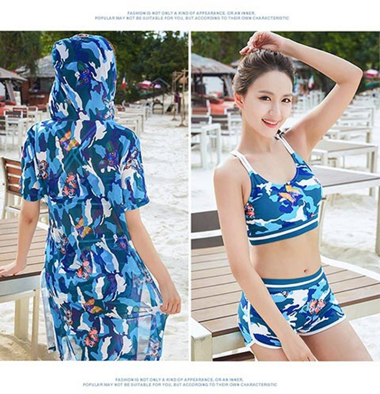 Bộ đồ bơi ba mảnh CORTUBO ba mảnh 2018 mới dành cho sinh viên yêu thích áo tắm thể thao - Vài đồ bơi 	đồ đôi đi biển cho mẹ và bé trai