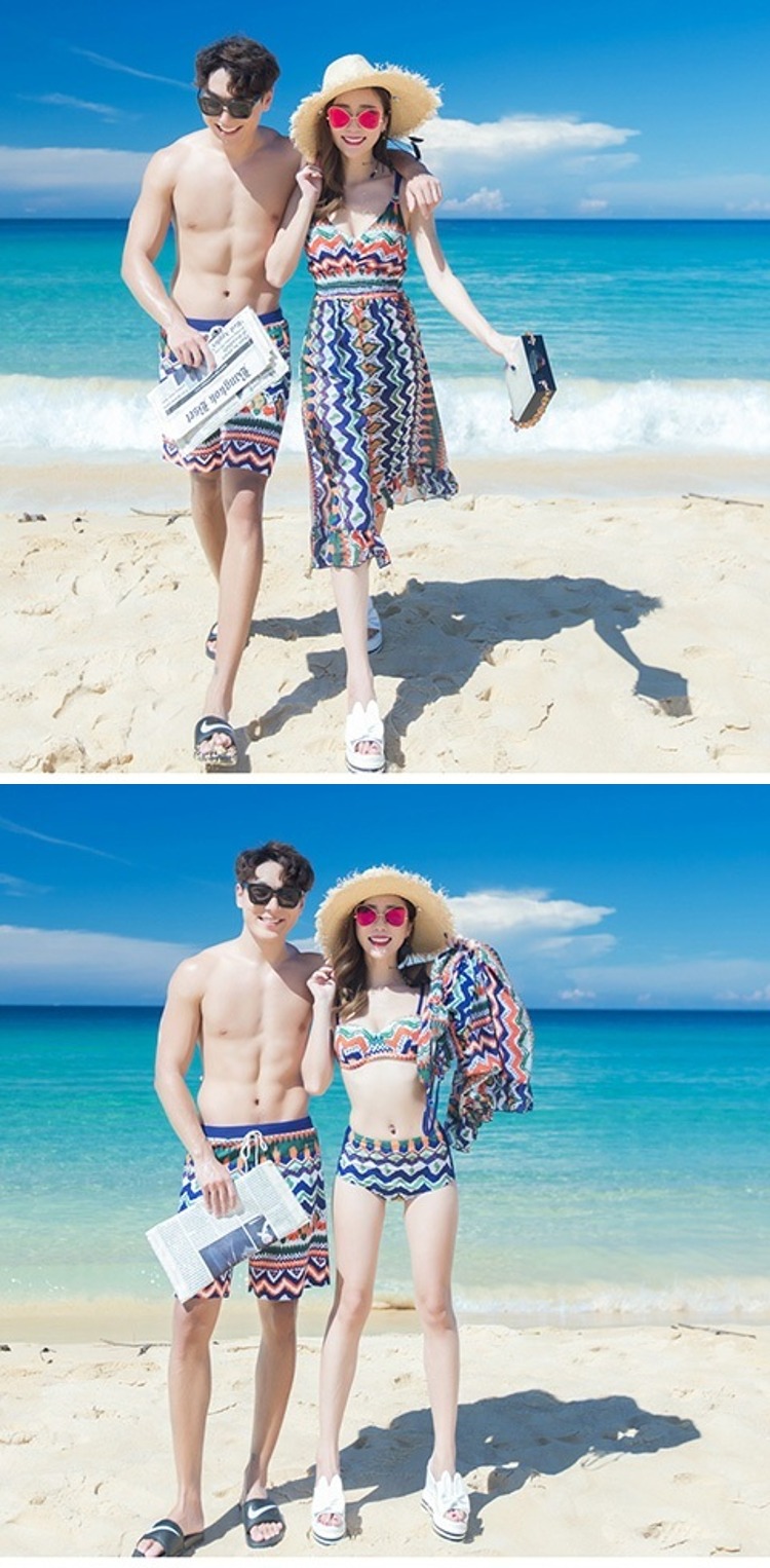 CORTUBO bikini áo tắm cặp đôi mới bơi nữ bikini bikini áo tắm dài váy ba mảnh quần áo phụ nữ - Vài đồ bơi 	đồ đôi đi biển cho mẹ và bé trai