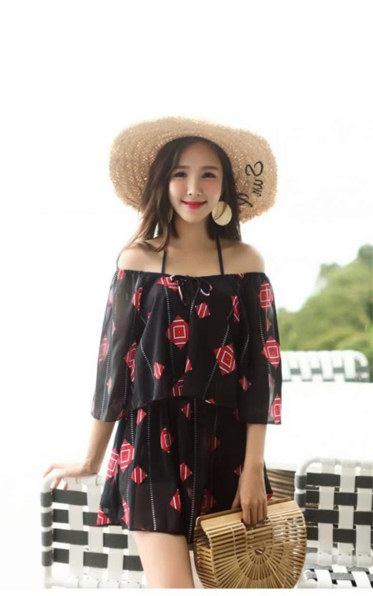 Cặp đôi mới CORTUBO mẫu đồ bơi thời trang khí chất bảo thủ quần ba mảnh đi biển suối nước nóng cặp đôi đồ bơi - Vài đồ bơi đồ đi biển cho cặp đôi