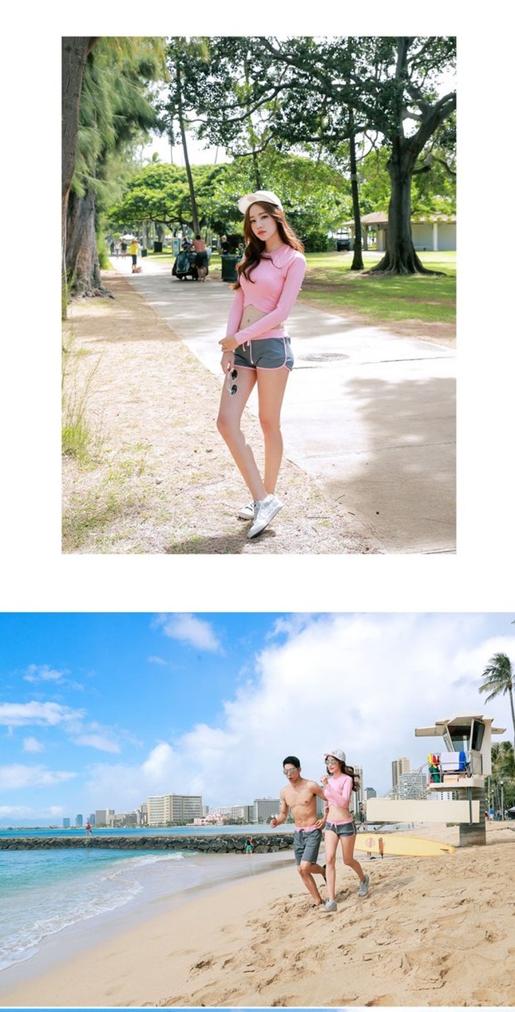 Bộ đồ bơi mùa xuân nóng bỏng của CORTUBO2018 Bộ sưu tập thời trang mới màu hồng gợi cảm của cặp đôi đồ bơi góc phẳng bảo thủ - Vài đồ bơi 	đồ đi biển đôi nữ