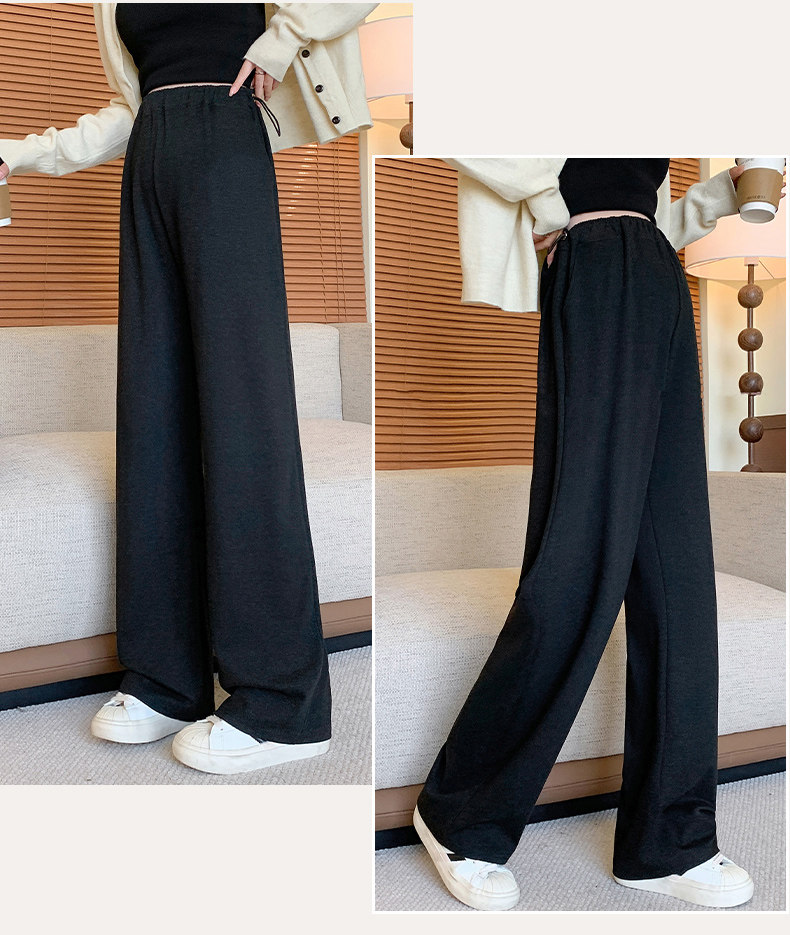Maternity Pants for Spring and Autumn, Wide-Leg Pants for Outdoor Wear, Fleece-Lined and Thickened, Do Not Tighten on the Belly during Pregnancy, — 17