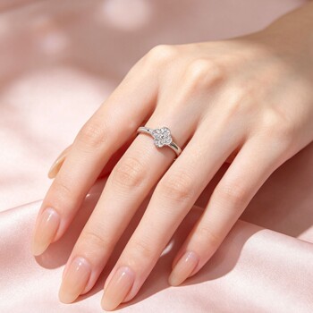 Chenqi sterling silver four-leaf clover inlaid with zirconium adjustable open ring