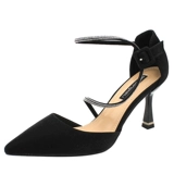 Летняя универсальная обувь на высоком каблуке с заостренным носом, сетчатые сексуальные синие сандалии, 2020, популярно в интернете, французский стиль