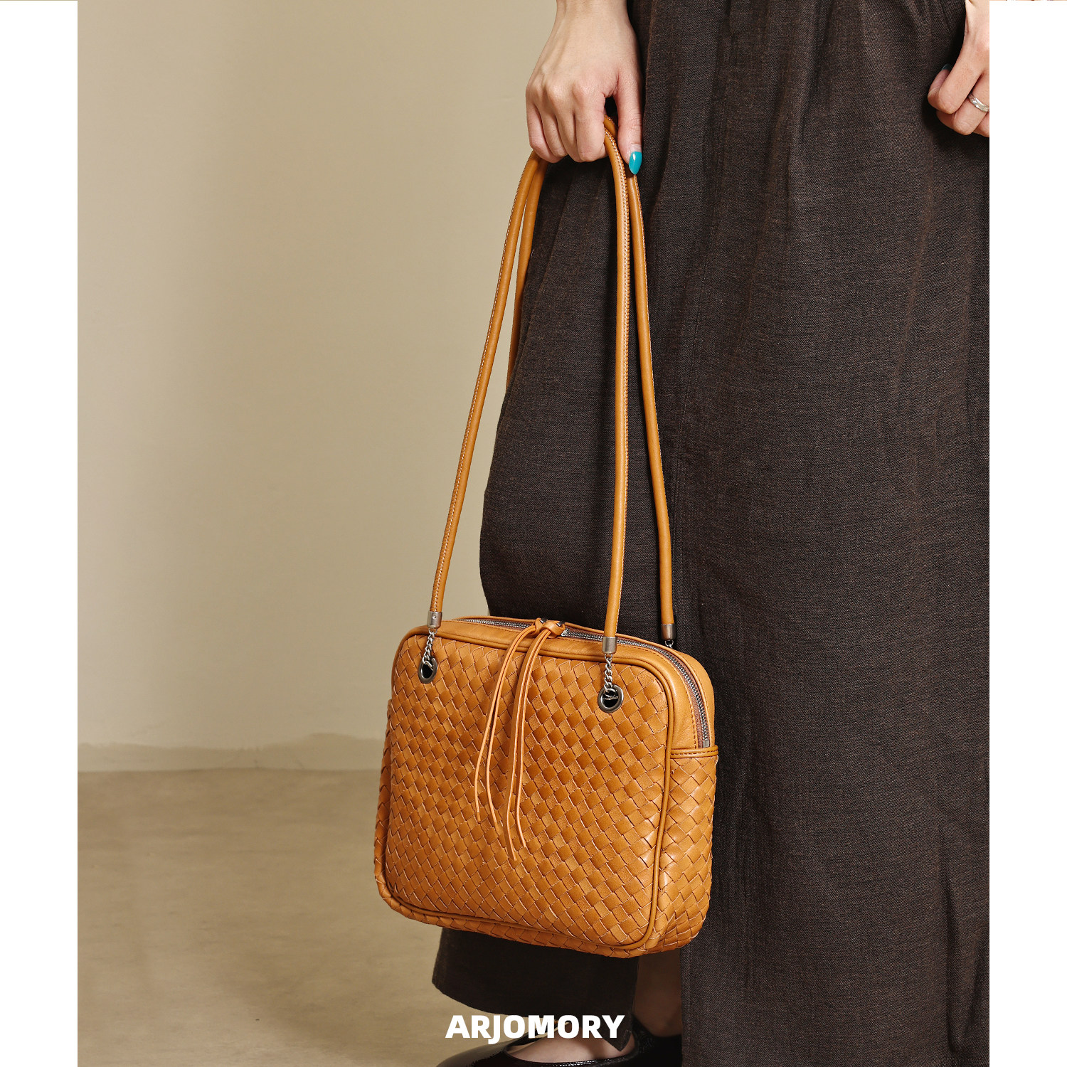 ARJOMORY Original Design Premium Top Grain Cowhide Hand-Woven Women's Bag 2026 New Versatile Shoulder Bag - Thumbnail 5