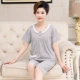 Bộ đồ ngủ của phụ nữ mùa hè cotton ngắn tay quần cắt ngắn cho phụ nữ trung niên phục vụ tại nhà mùa hè mỏng phù hợp với người trung niên và cao tuổi - Nam giới