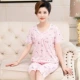 Bộ đồ ngủ của phụ nữ mùa hè cotton ngắn tay quần cắt ngắn cho phụ nữ trung niên phục vụ tại nhà mùa hè mỏng phù hợp với người trung niên và cao tuổi - Nam giới