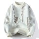Trendy Ripped Sweater for Men, Winter Crew Neck Base Shirt, Men's Knitwear, Teenage Student Sweater, Knitted Clothing
