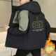 Trendy brand American light luxury hooded color-blocked jacket men's autumn and winter new style plus velvet and thickening to keep warm and handsome workwear cotton coat