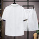 Chinese style short-sleeved shirt men's summer ice silk national trend shirt shorts suit teenagers handsome matching set