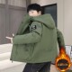 Men's winter workwear, cotton padded jackets, thickened hooded jackets, youth trendy brand fashion, warm jackets, cotton-padded jackets