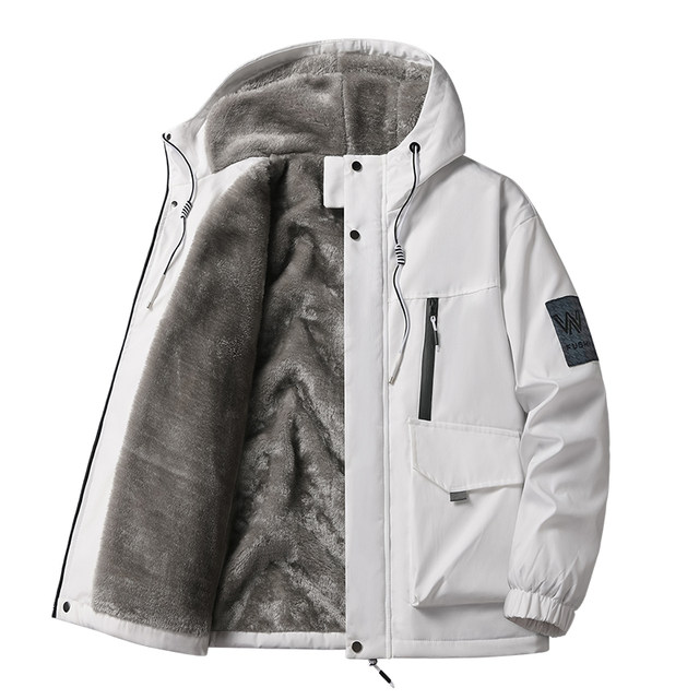 Autumn and Winter Youth Fleece-Lined Thickened Cold-Resistant Warm Jacket Men's Jacket Cotton Coat Junior High School and High School Students' Softshell Jacket