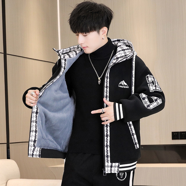 Autumn and Winter Austrian Fleece Jacket for Men 2026 New Style High School Student Thickened Jacket Youth Trendy Warm Cotton Coat