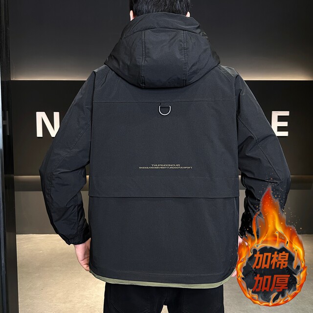 Ermian Workwear Cotton Clothes Men's Winter Cotton Thickened Hooded Jackets Teen Trendy Brand Fashion Warm Charge Cotton Clothes