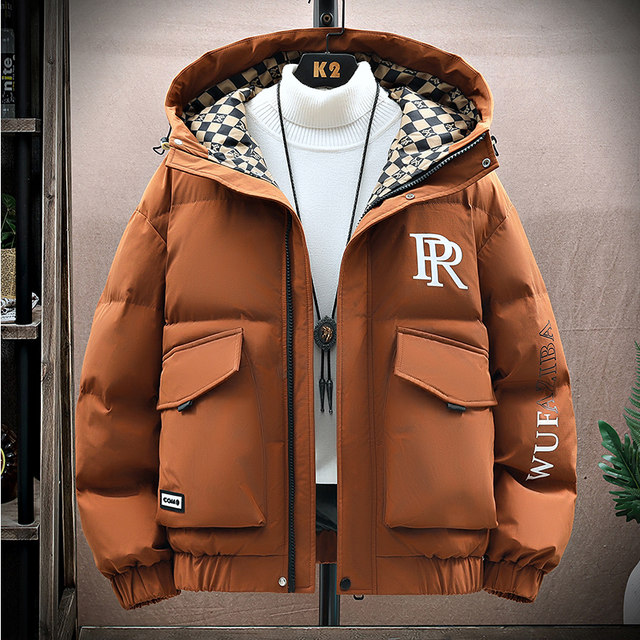 Winter cotton coat men's hooded thickened loose trendy youth down cotton coat trendy brand workwear cotton jacket warm jacket
