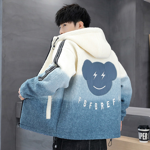 Men's Winter Fleece-Lined Thickened Jacket ins Trendy Brand Hooded Cotton Coat Loose Trendy Plus Size Warm Top