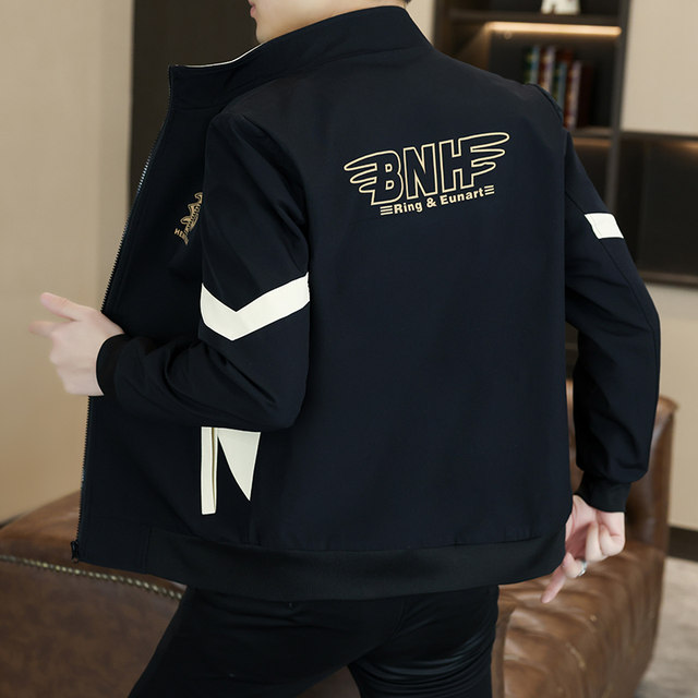 New Men's Stand Collar Jacket 2025 Spring Fashion Trendy Color-Blocked Thin Casual Versatile Stylish Top