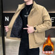 New Trendy Brand Autumn and Winter Men's Double-Layer Thickened Simple Fashion Versatile Jacket Warm Casual Workwear Stand Collar Coat