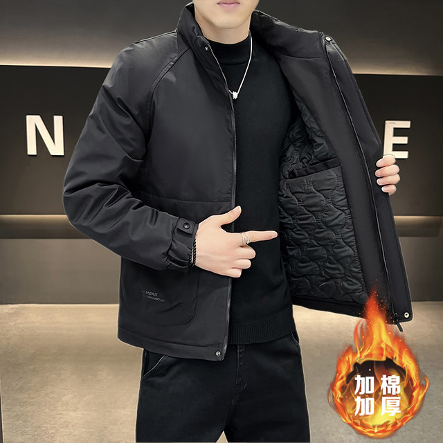 2025 Autumn/Winter New Stand Collar Jacket for Men, High-End Feel, Padded and Thickened Coat, Fashionable and Stylish Youth Outerwear