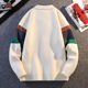 Cardigan Sweater for Men, New Spring and Autumn Style, Color-Blocked Knitted Jacket, Youth Turn-Down Collar Sweater Coat