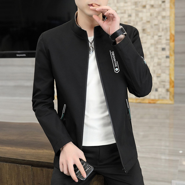 Men's Trendy Spring and Autumn Jacket 2025 New Fashion Versatile Stand-Up Collar Casual Jacket Cool Men's Top