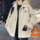 Fake Two-Piece Hooded Jacket for Men, Autumn and Winter Fleece-Lined Warm Jacket, Trendy Brand, Loose Casual High-End Woolen Coat