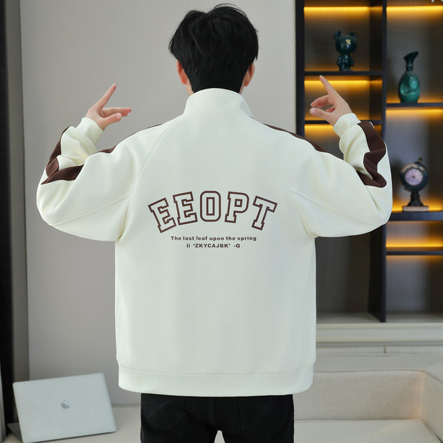 2026 New Spring and Autumn Men's Stand-Up Collar Jacket, Fashionable and Trendy Korean Style, Handsome Casual Color-Blocked Top