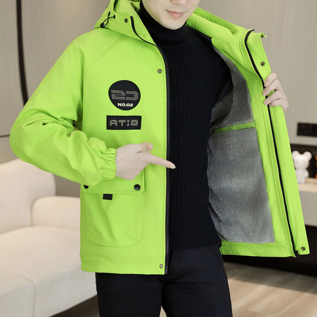 Velvet Jacket Men's Autumn and Winter Thickened Warm Hooded Jacket 2025 New Functional Style Handsome Work Jacket