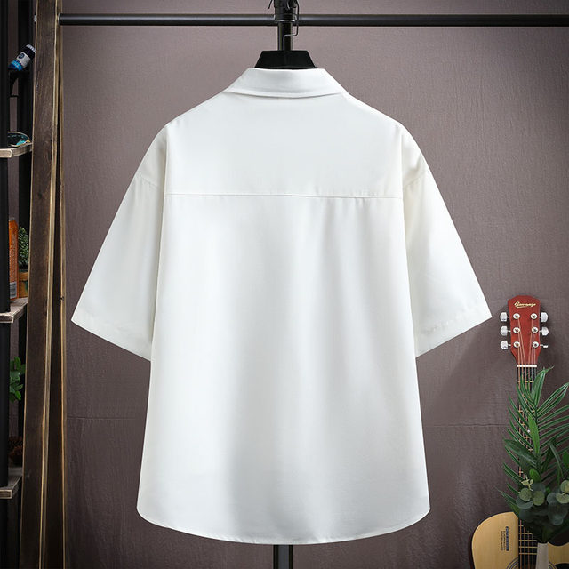 Ice Silk Short-Sleeved Shirt for Men, New Summer Style, Loose Half-Sleeved Workwear Jacket, Trendy Brand Fashion Splicing Casual Shirt