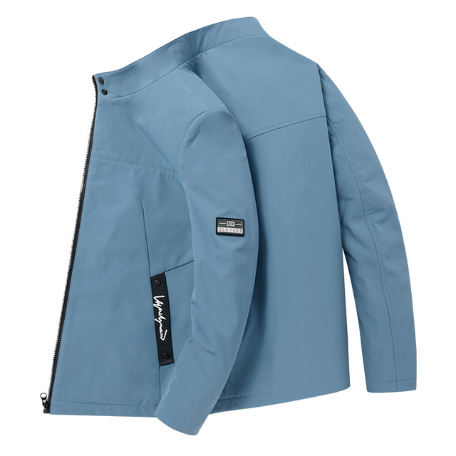 Trendy Brand Autumn and Winter Jacket for Men, Korean Style, Slim Fit, Men's Jacket with Fleece, Stylish Solid Color, Versatile Stand Collar Top