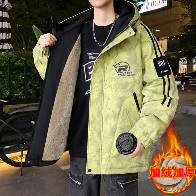 2025 winter new style velvet thickened work jacket hooded Hong Kong style loose youth trendy brand party jacket