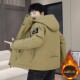 Autumn and Winter Hooded Jacket for Men, Trendy Brand, Versatile, Double-Layered Cotton Workwear Jacket, Thickened Outdoor Windbreaker Style Men's Cotton Clothing