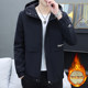 Men's Hooded Jacket, New Autumn and Winter Trendy Workwear, Fleece-Lined and Thickened Coat, Trendy Brand Casual Warm Outerwear