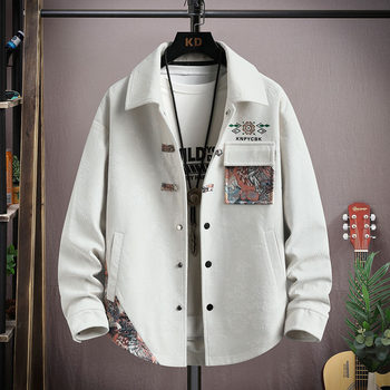 Waffle Jacket for Men, Autumn Ethnic Style Patchwork Fashion Lapel 2025 New Trendy Brand Jacket Spring Clothing