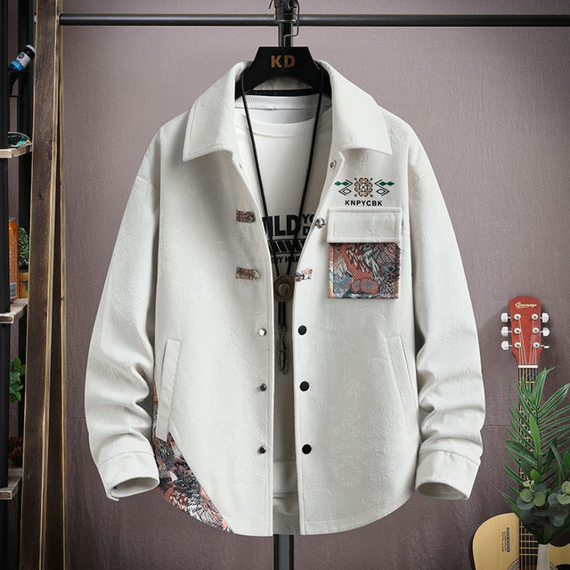 Waffle Jacket for Men, Autumn Ethnic Style Patchwork Fashion Lapel 2025 New Trendy Brand Jacket Spring Clothing