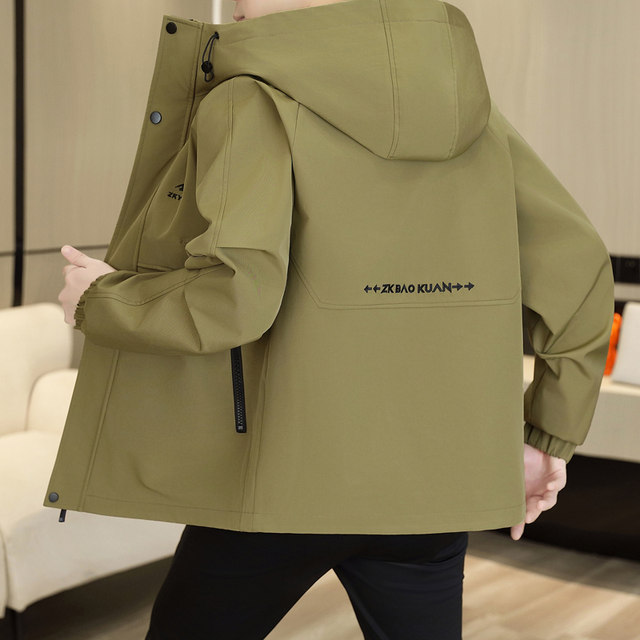 Spring and Autumn Hooded Jacket for Men 2026 New Style Trendy Loose-Fitting Youth Jacket Casual Short Windbreaker